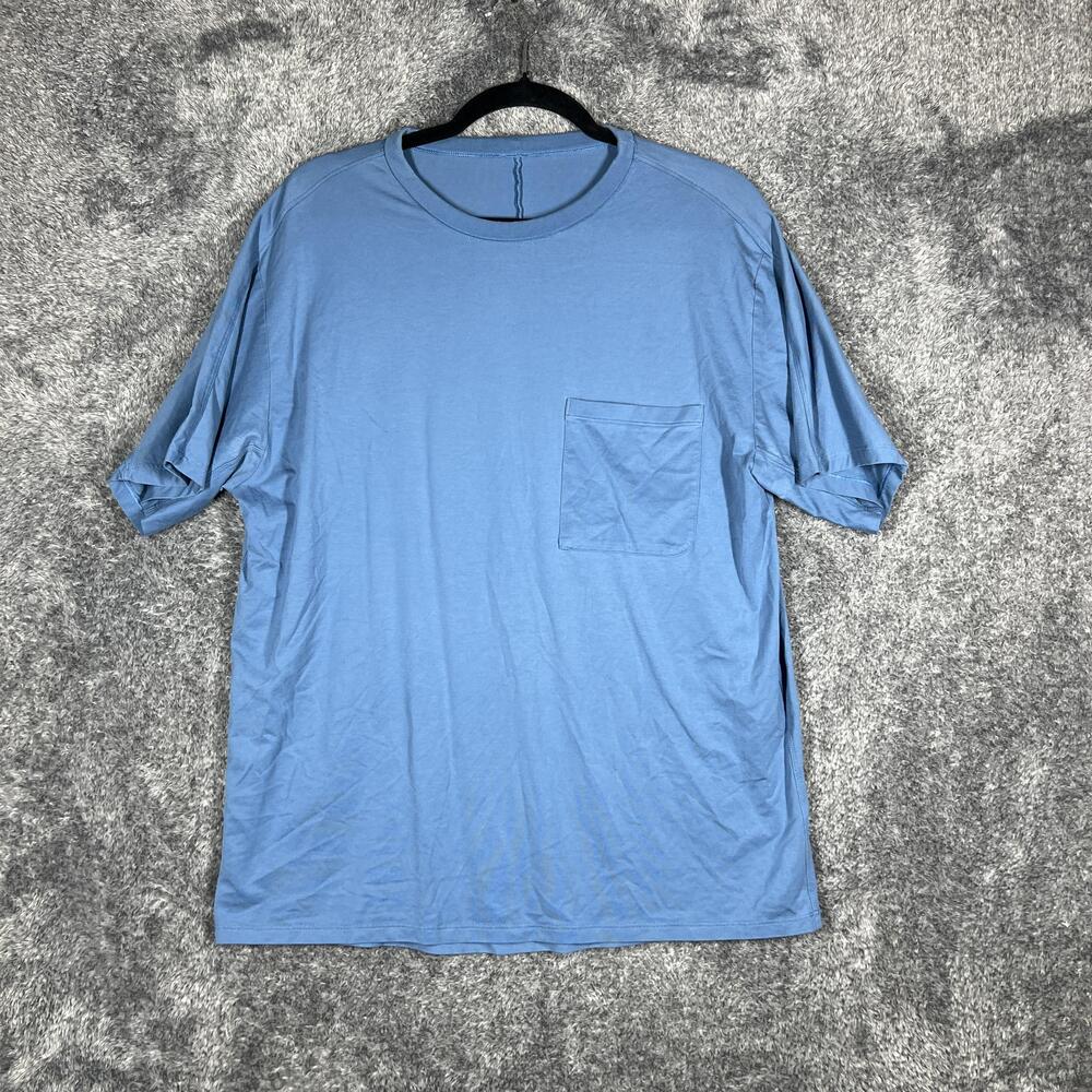 Lululemon Shirt Mens M Blue Pocket Crew Neck Relaxed Lightweight Cotton Jersey